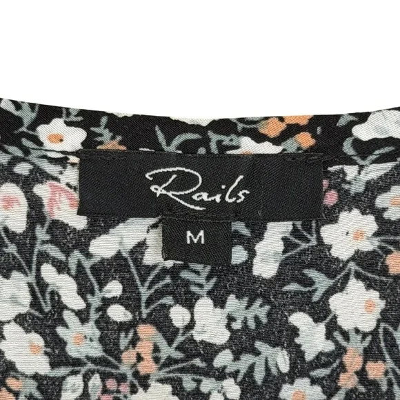 Rails Ashlyn Smocked Waist Ditsy Floral Midi Dress M Ivy Black/White Floral NEW - Picture 11 of 11